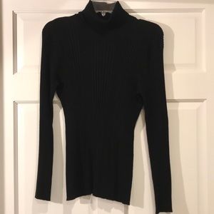 Ribbed Knit Turtleneck Black Fitted XL